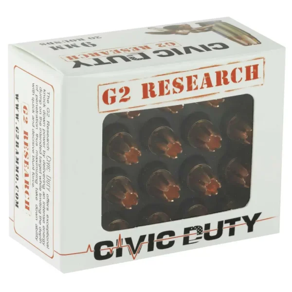 G2R CIVIC DUTY 9MM 20RD BOX 25 BOXES PER CASE G2R CIVIC DUTY 9MM 20RD BOX 25 BOXES PER CASE