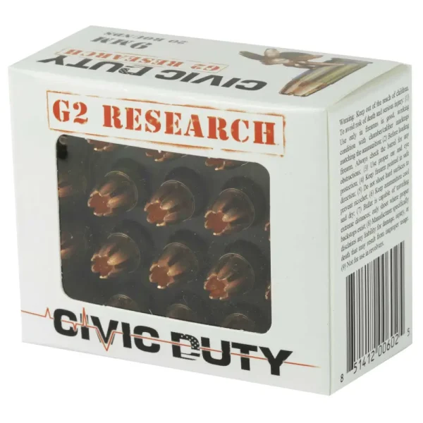 G2R CIVIC DUTY 9MM 20RD BOX 25 BOXES PER CASE G2R CIVIC DUTY 9MM 20RD BOX 25 BOXES PER CASE - Image 2
