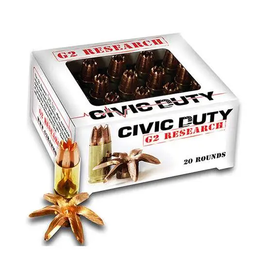 G2R CIVIC DUTY 45ACP 20RD BOX 25 BOXES PER CASE G2R CIVIC DUTY 45ACP 20RD BOX 25 BOXES PER CASE