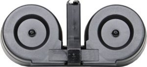 MAGAR15100C.jpg IVER JOHNSON MAGAZINE AR15 - 223 100RD DRUM BLK/CLEAR POLY