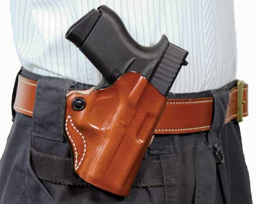 DESANTIS MINI SCABBARD HOLSTER - RH OWB LEATHER 1911 5" TAN DESANTIS MINI SCABBARD HOLSTER - RH OWB LEATHER 1911 5" TAN